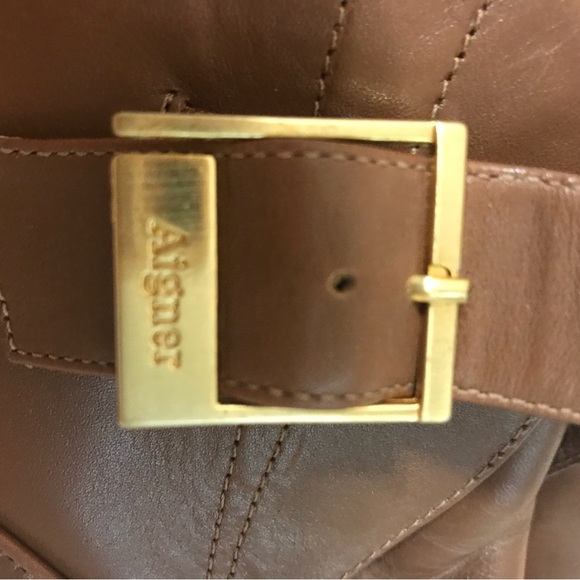 Etienne Aigner Leather Buckle Ankle Boots 10 - Picture 7 of 9